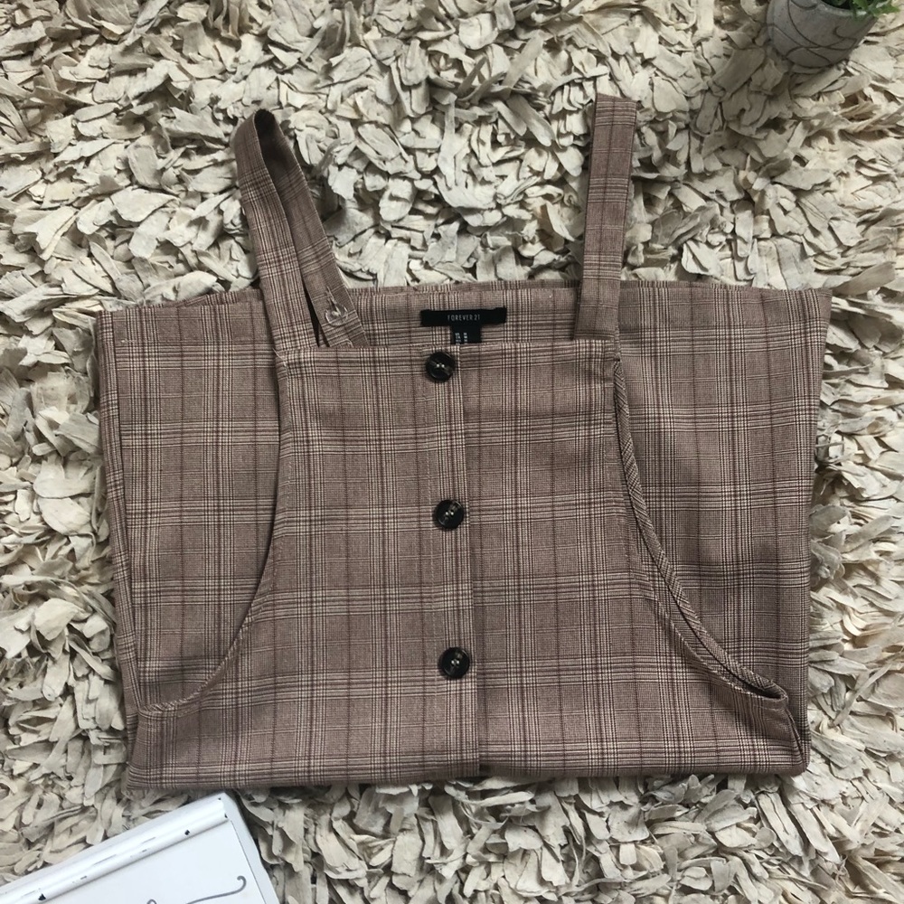 Plaid Overall Dress W/ Buttons
